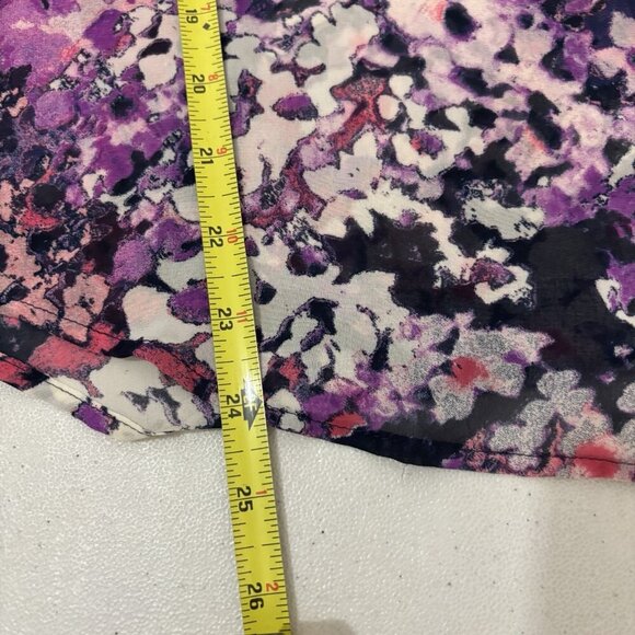 Express The Portofino Shirt Sheer Floral Button Down Blouse Women Small - Picture 8 of 8